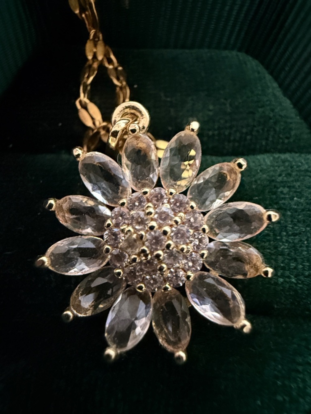 Crystal flower Pendant Necklace - Stainless steel